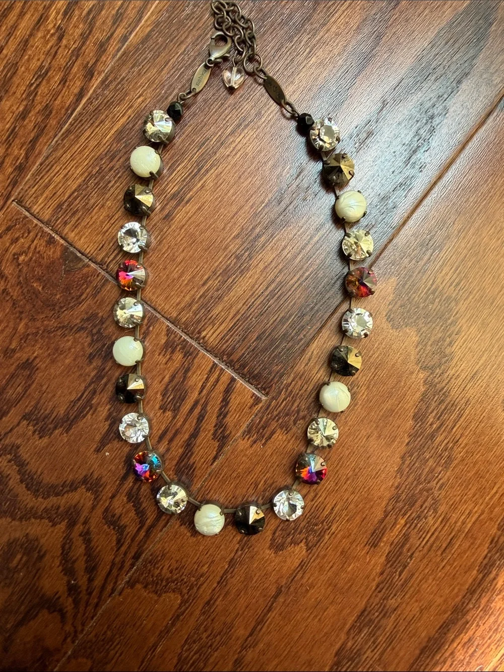 Sabika Iridescent Crystal & White Bead Statement Necklace